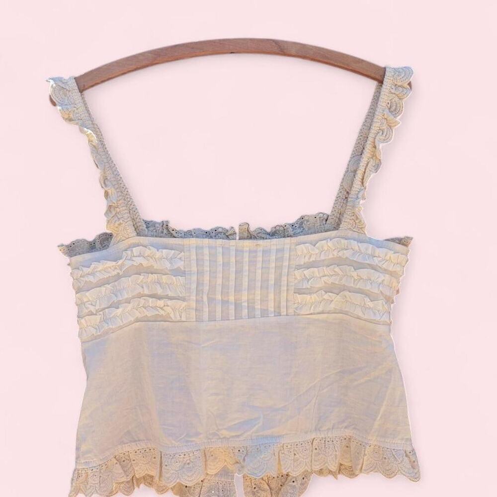 Cream ruffled lace cami tank - Picture 5 of 6